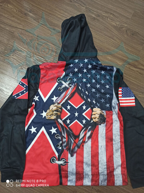 Confederate battle flag 3d all over printed clothes normal hoodie real picture back