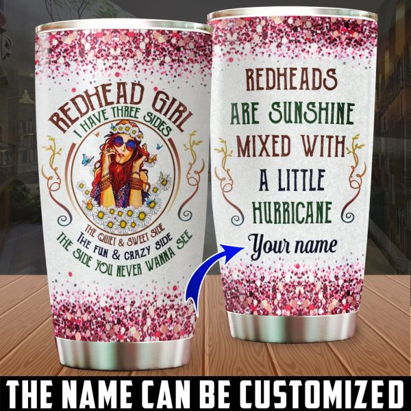 Personalized Name Redhead Girl 20Oz & 30Oz Stainless Steel Tumbler DHHA100602