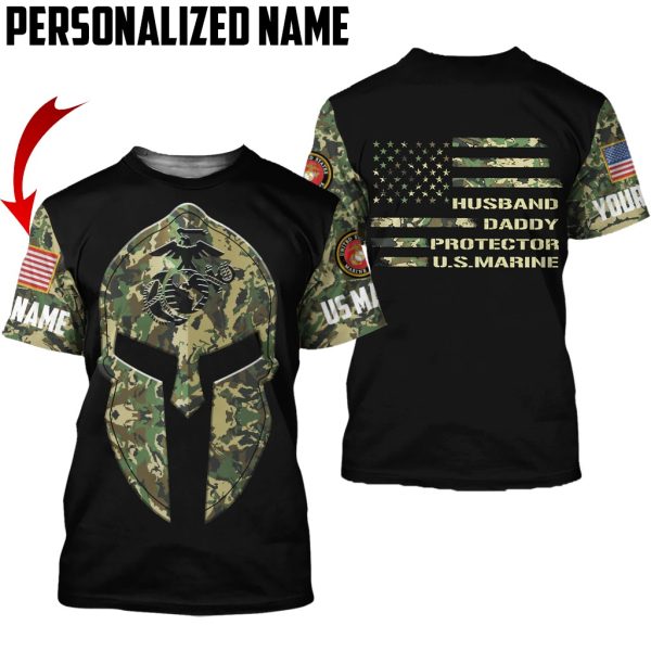 Personalized Name US Marine 3D All Over Printed Clothes HUTH020601