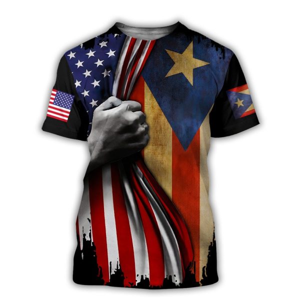 Puerto Rican and American Flag 3D All Over Printed Clothes HUHA180603
