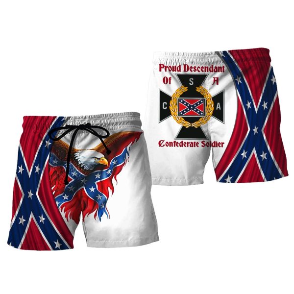 Confederate Flag Shorts 3D All Over Printed CLothes