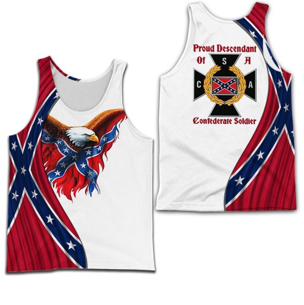 Confederate Flag Tank Top 3D All Over Printed CLothes