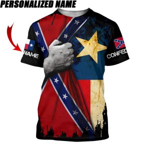 Personalized Name Texas Confederate American 3D All Over Printed Clothes HUTH080705