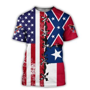 Texas Confederate Flag Hoodie For Sale 3D All Over Printed Clothes t-shirt