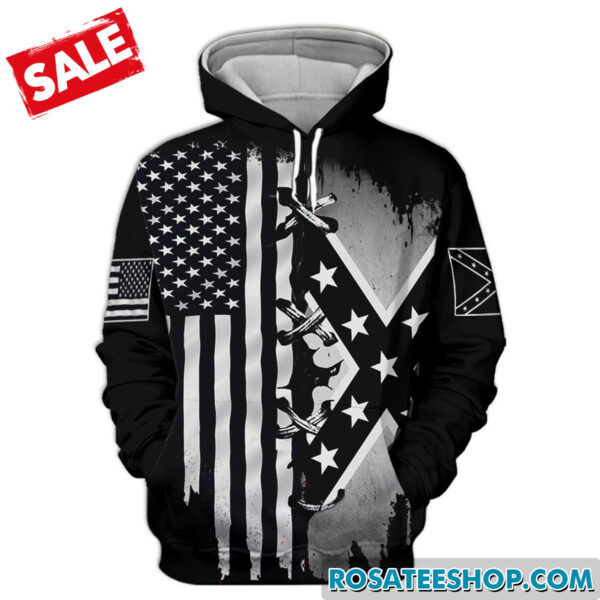 black and-white confederate flag hoodie ukkh050701