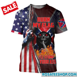 confederate flag burning shirt ukhy230702