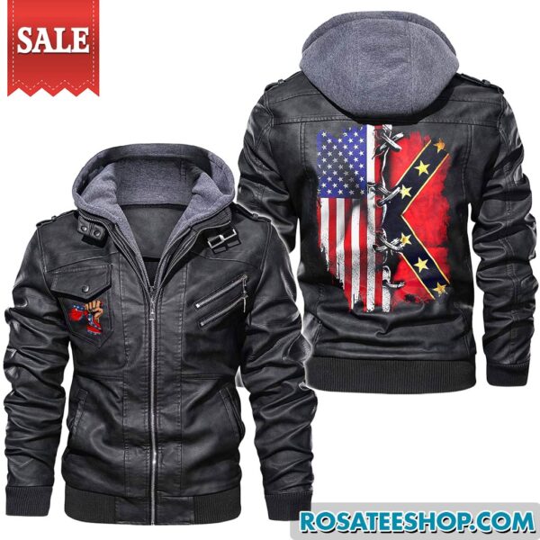 Confederate Flag Leather Jacket QFAA050801