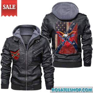Confederate Flag Motorcycle Leather Jacket QFAA050803